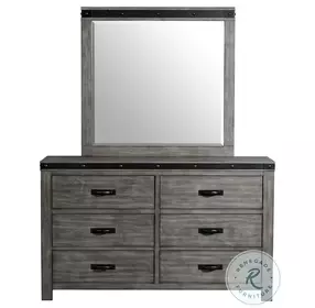 Montauk Grey 6 Drawer Youth Dresser And Mirror