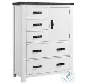 Montauk Modern White 5 Drawer Youth Door Chest