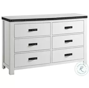 Montauk Modern White 6 Drawer Youth Dresser