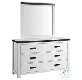 Montauk Modern White 6 Drawer Youth Dresser And Mirror