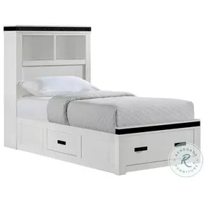 Montauk Modern White Twin Storage Platform Bed