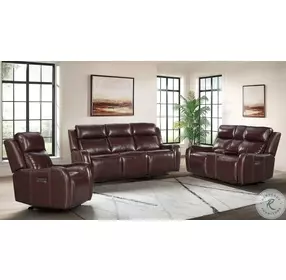 Wainwright Reddish Brown Dual Power Reclining Living Room Set
