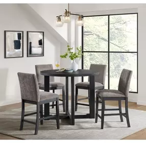 Yorkshire Espresso and Brown Upholstered 5 Piece Counter Height Dining Set