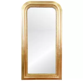 Waverly Gold Leaf With Umber Glaze Floor Mirror With Curved Edges
