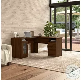 Cabot Modern Walnut 60" L Shaped Computer Home Office Set