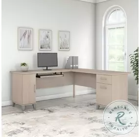 Somerset Sand Oak 72" L Shaped Home Office Set with Storage