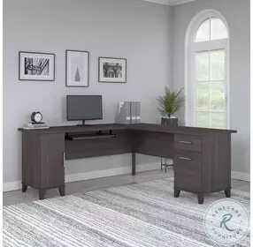 Somerset Storm Gray 72" L Shaped Home Office Set with Storage