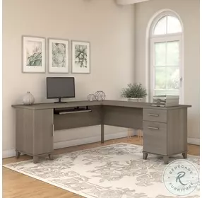 Somerset Ash Gray 72" L Shaped Home Office Set with Storage