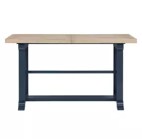 Darcy Beige and Midnight Blue 82" Extendable Rectangular Counter Height Table