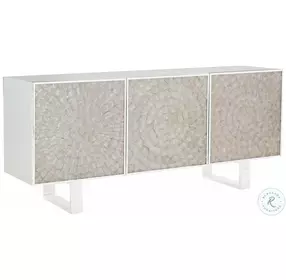 Helios White And Stainless Steel TV Stand