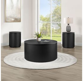Colvin Black Round Ocassional Table with Casters