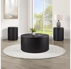 Colvin Black Round Ocassional Table with Casters