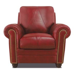 Westfield Cherry Leather Living Room Chair with Nailhead Trim