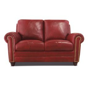 Westfield Cherry 62" Leather Loveseat with Nailhead Trim