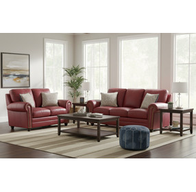 Westfield Cherry Leather Living Room Set with Nailhead Trim