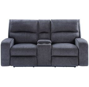 Lovell Gray 65" Power Reclining Console Loveseat with USB Charging