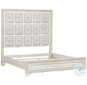 Luciana Semi Transparent Creamy White King Upholstered Panel Bed