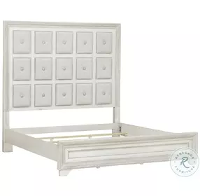 Luciana Semi Transparent Creamy White King Upholstered Panel Bed