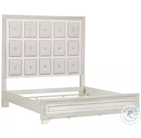 Luciana Semi Transparent Creamy White California King Upholstered Panel Bed