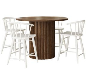 Auden White and Chestnut 5 Piece Counter Height Dining Set