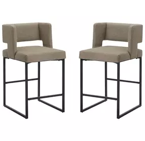 1250 Brown Upholstered Bar Stool Set of 2