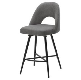 1253 Gray Upholstered Swivel Bar Stool Set of 2