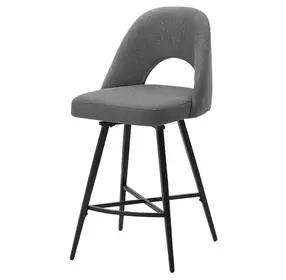 1253 Gray Upholstered Swivel Bar Stool Set of 2