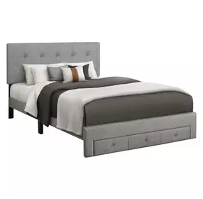 5900Q Gray Queen Upholstered Storage Platform Bed