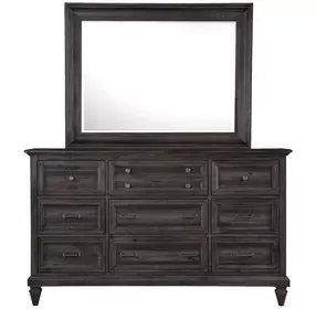 Calistoga Weathered Charcoal 9 Drawer Dresser with Rectangular Mirror