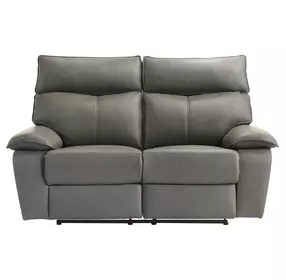 Murray Gray Leather 64" Reclining Loveseat