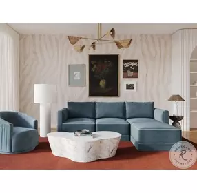 Willow Misty Blue Velvet Modular Sectional