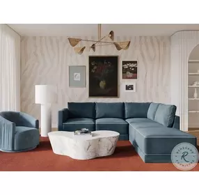Willow Misty Blue Velvet Modular RAF Sectional
