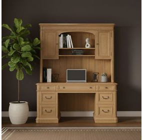 Winchester Natural Oak Credenza with Hutch