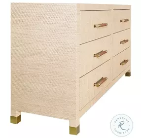 Winchester Natural Grasscloth 6 Drawer Chest