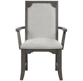 Lisbon Gray Upholstered Dining Arm Chair Set of 2