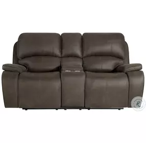 Brookings Brown Power Reclining 79" Console Loveseat Power Headrest And Footrest