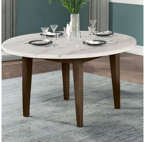 Essence White and Brown 54" Round Marble Top Dining Table