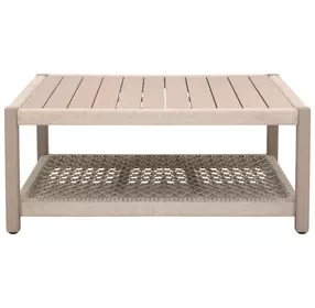 Wrap Oat and Washed Ever Teak Outdoor Square Coffee Table