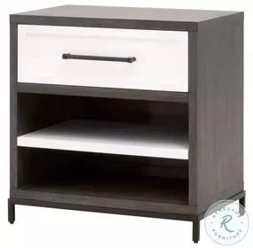 Wrenn Burnished Brown Acacia And Matte White 1 Drawer Nightstand
