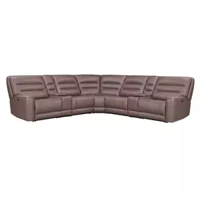 Lawson Sydney Brunette 7 Piece Modular Zero Gravity Power Reclining Sectional with Adjustable Headrest and USB Charging