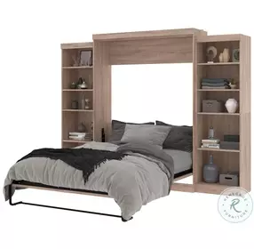 Pur Rustic Brown 115" Queen Murphy Bed and 2 Storage Units