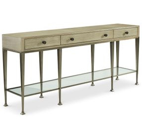 Santa Barbara Sandstone And Vintage Nickel Metal Console Table