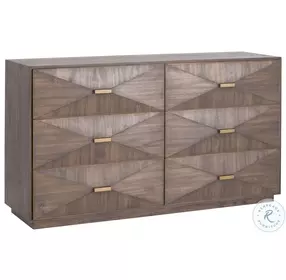 Wynn Burnished Brown Acacia 6 Drawer Double Dresser