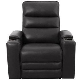 Axion Autumn Black Leather Zero Gravity Power Recliner with USB Charging