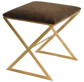 X Side Brown and Gold Stool