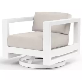 Newport Canvas Natural Upholstered Outdoor Swivel Club Chair