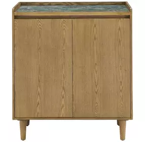 Novato Light Brown Sintered Stone 2 Door Bar Cabinet