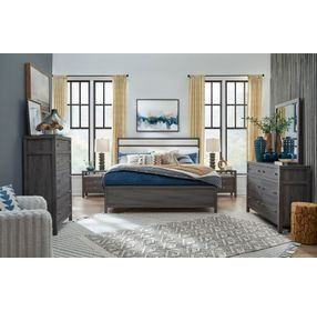 Merrifield Raisin Black and White Upholstered Panel Bedroom Set