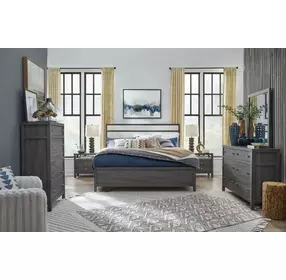 Meadowrise Raisin Black and White Upholstered Panel Bedroom Set