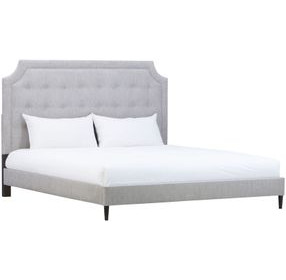Zest Light Gray and Black King Upholstered Panel Bed with Welt Trim